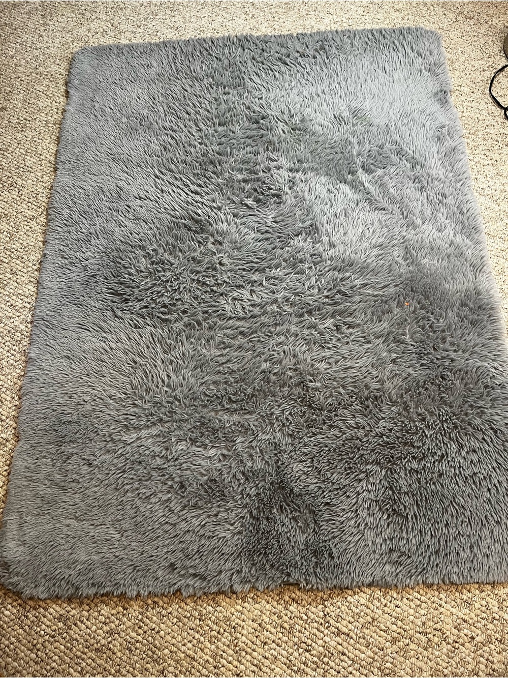 Fluffy Soft Grey Shag Area Rug (45” x 62”)